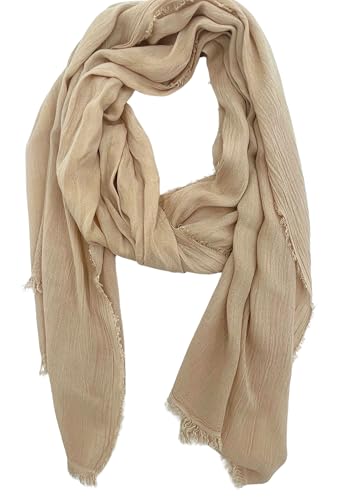 Leslii dünner Damen Schal aus Bambus Viskose Nachhaltig leichter dünnes Halstuch Uni einfarbig (sand) von Leslii