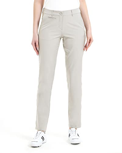 Damen Golfhose, lang, Stretch, hoch, gerades Bein, Twill - Beige - 42 Damen Golfhose, lang, Stretch, hoch, gerades Bein, Twill - Beige - 42 von Lesmart