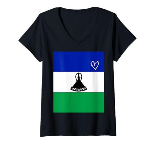 Damen Lesotho Flagge Basotho Heart Proud Heritage National Day T-Shirt mit V-Ausschnitt Damen Lesotho Flagge Basotho Heart Proud Heritage National Day T-Shirt mit V-Ausschnitt von Lesotho Flag Basotho Proud National Day Gifts Idea