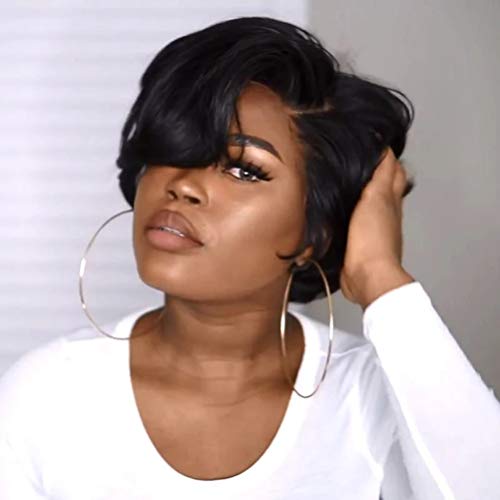 Lespar Bob Perücke, brasilianische kurze Bob Pixie Cut Perücke Lace Front Curly Human Hair Wigs for Black Women Pre Plucked Hairline with Baby Hair Lespar Bob Perücke, brasilianische kurze Bob Pixie Cut Perücke Lace Front Curly Human Hair Wigs for Black Women Pre Plucked Hairline with Baby Hair von Lespar