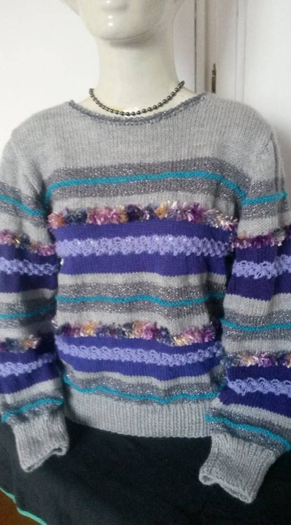 Luxus Damen Stil Pullover "Anny Blat" Gris/Violet/Turquoise von LespullsdeLine