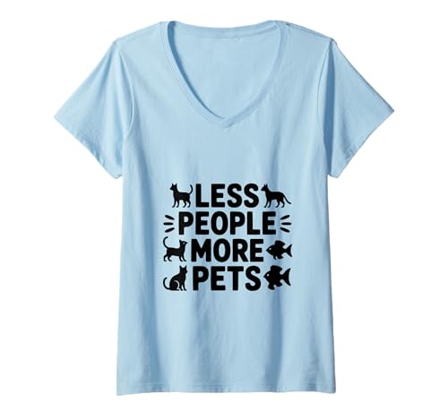 Damen Less People More Pets Lustiger Tierliebhaber T-Shirt mit V-Ausschnitt von Less People More Pets Funny Animal Lover