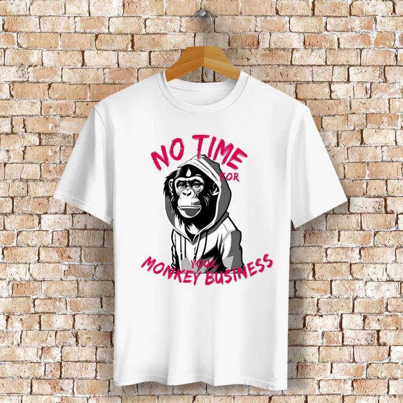 T-Shirt Aus Bio-Baumwolle Affe Hoodie Grafik, Nerd-stil von LessStressNerd