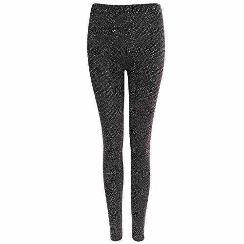 Leggings, Schwarz und Silber, Metallic glänzend, aus Lurex Gr. S/M, schwarz von LessThanTenQuid