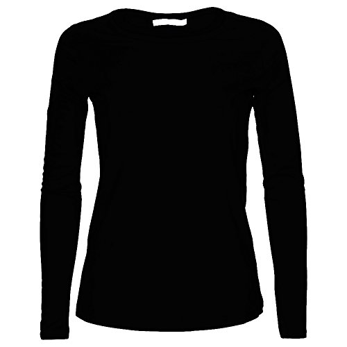 LessThanTenQuid Missloved® langärmliges, einfarbiges Damen-Top mit Rundhalsausschnitt, Größen 34-44 Gr. 38/40 DE, Schwarz von LessThanTenQuid