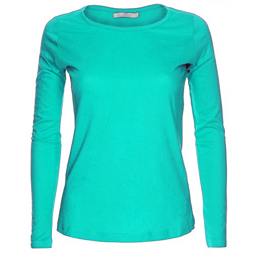 LessThanTenQuid Missloved® langärmliges, einfarbiges Damen-Top mit Rundhalsausschnitt, Größen 34-44 Gr. 38/40 DE, aqua von LessThanTenQuid