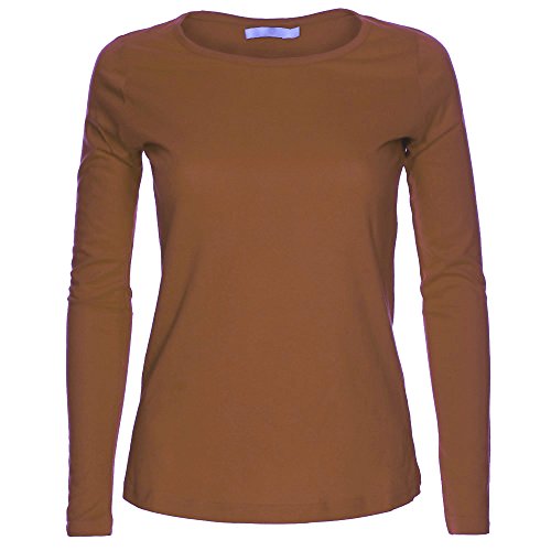 LessThanTenQuid Missloved® langärmliges, einfarbiges Damen-Top mit Rundhalsausschnitt, Größen 34-44 Gr. 38/40 DE, camel von LessThanTenQuid