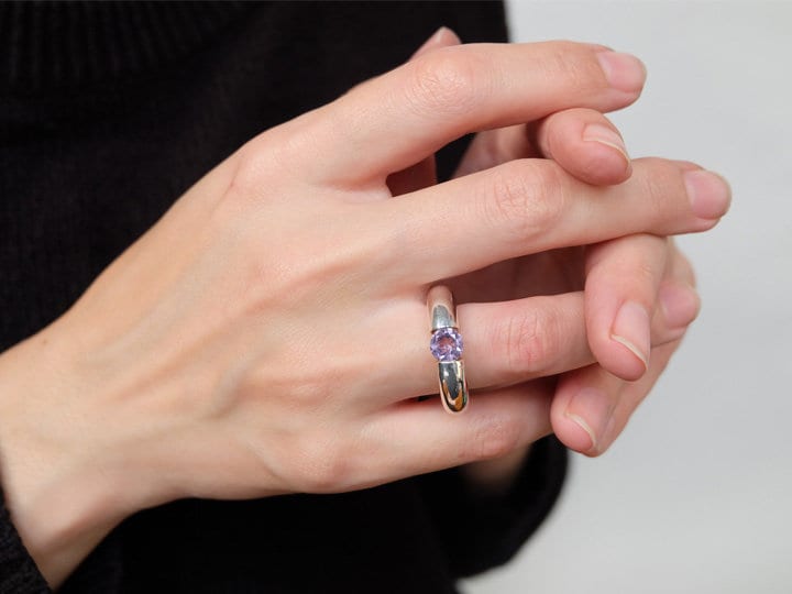 Amethyst Band Ring, Amethyst Ring, 925 Massiv Sterling Silber Großer Schwerer Statement Geburtsstein Große Ringe von Lessaremore