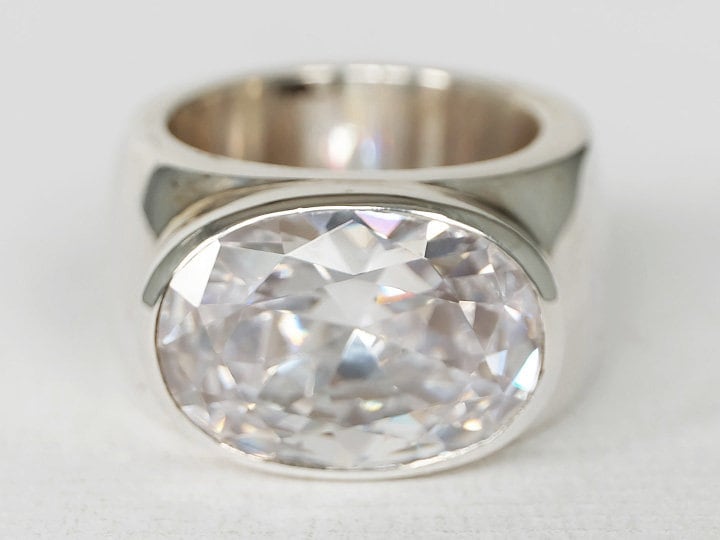 Breiter Cz-Ring, Breiter Sterlingsilberring, Breites Bandring, Silberring, Dicker Ring, Schwerer Zirkoniaband, Cz-Bandring von Lessaremore