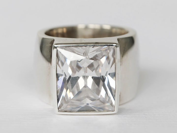 Breiter Cz-Ring, Breiter Sterlingsilberring, Breites Bandring, Silberring, Dicker Ring, Schwerer Zirkoniaband, Cz-Bandring von Lessaremore