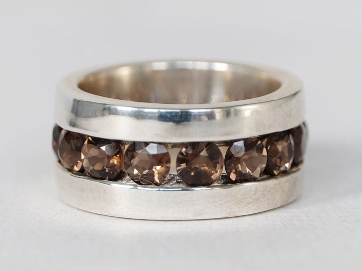 Quarz Statement Ring, Natürlicher Rauchquarz Ring, Massiver Sterling Silber Handgemachter Edelsteinring, Schwerer Ring von Lessaremore