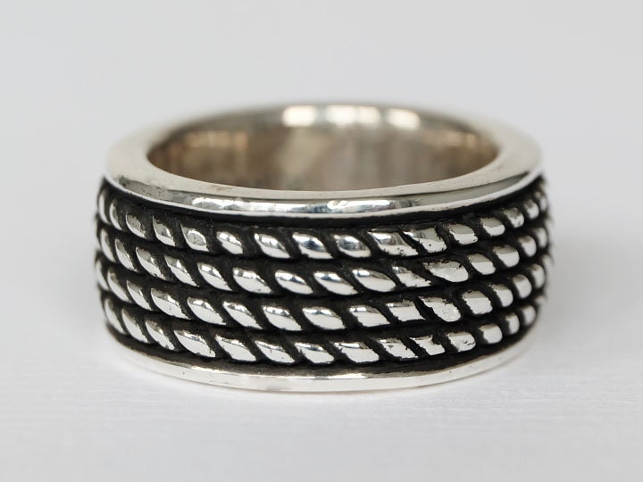 Seil Daumen Ring, Seil Ring Silber, 925 Silber Daumenring, Spinner Ring, Breiter Geflochtener von Lessaremore