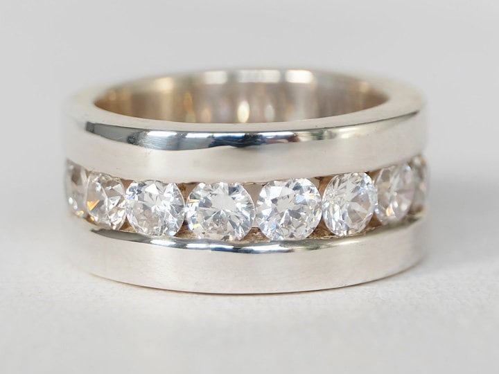 Topas Statement Ring, Weißer Topas Ring, Massiver Silberring, 925 Massiv Topasring, Bandring, Großer Ring von Lessaremore