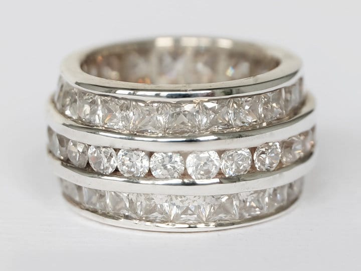 Zirkonia Statement Ring, Zirkonia Ring, Bandring Silber, Cz Großer Schwerer Breiter Bandring, Massiver Ring von Lessaremore