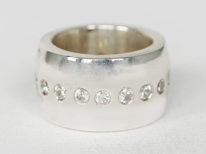 Zirkonia Statement Ring, Zirkonia Ring, Weißer Cz Großer Schwerer Breiter Bandring, Statement Ring von Lessaremore