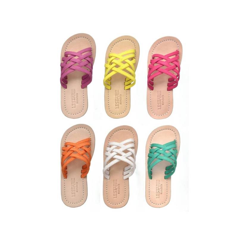 Lestarie Mädchen, Leder Flip Flops, Handgefertigte Zehensteg Sandale, Echtleder Zehentrenner Sandalen, Kinder Flipflops Zehensandalen von LestarieHandicraft