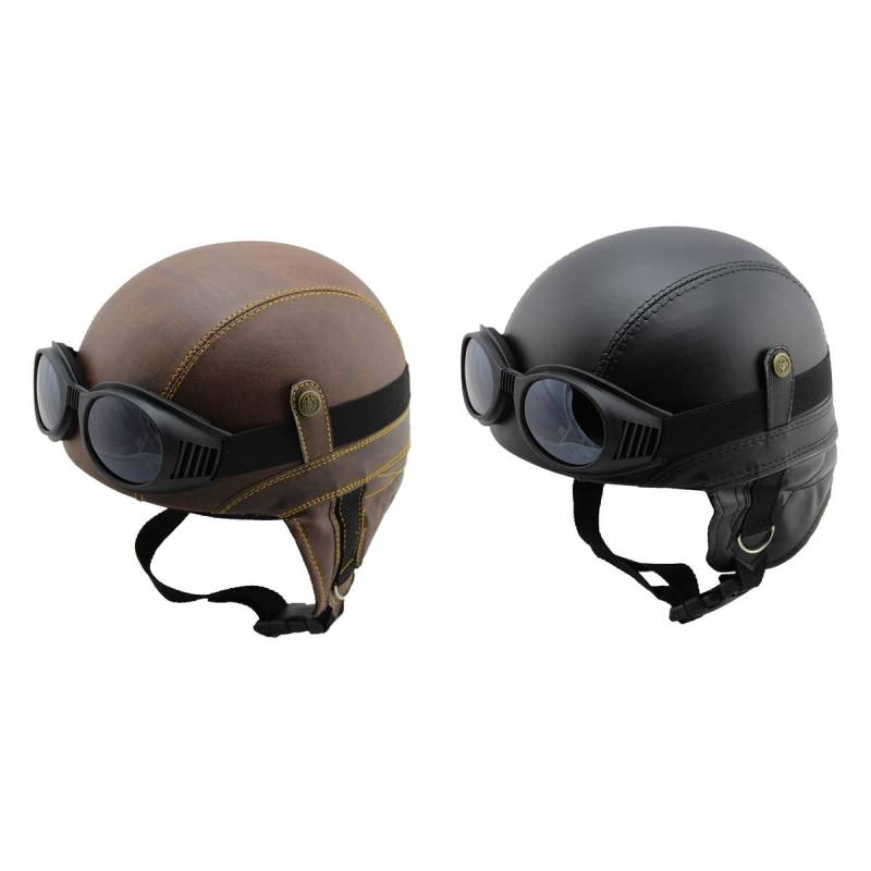 Motorradhelm Leder Schutzhaube, Retro Moped Helm, Chopper Mofa Halbschale, Oldtimer Helm | He10-08 Motorradhelm Leder Schutzhaube, Retro Moped Helm, Chopper Mofa Halbschale, Oldtimer Helm | He10-08 von LestarieHandicraft
