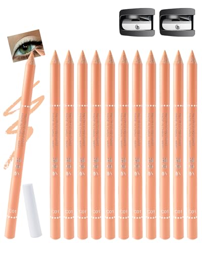 12 Stück Nude Matte Eyeliner Stift, Seidiger Weicher Kajalstift mit Anspitzer, Wasserfest Langanhaltend, Multi-use Eye Brightener Liner Pen, Vegan, Hochpigmentiert Eyeliner Make-up- Set für Frauen-B von Lestpola