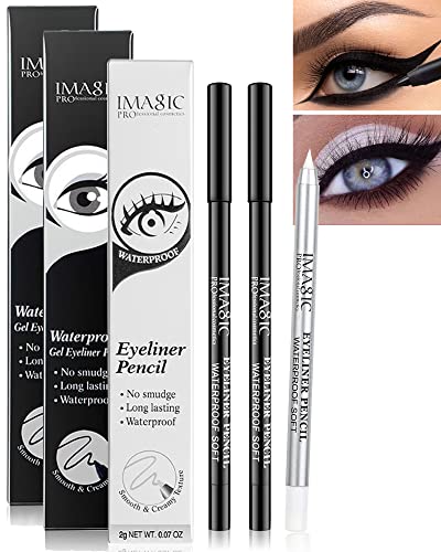 2 Stück schwarz & 1 Stück weiß wasserfester Gel Eyeliner Stift, weißer Highlighter Eye Liner Pencil, Tattoo Studio Matte Long Lasting Super Smooth formula Eye Liner Eyeshadow Makeup Pencil 2 Stück schwarz & 1 Stück weiß wasserfester Gel Eyeliner Stift, weißer Highlighter Eye Liner Pencil, Tattoo Studio Matte Long Lasting Super Smooth formula Eye Liner Eyeshadow Makeup Pencil von Lestpola