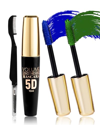 2PCS Blue Green Waterproof Mascara for Eyelashes, 5D Silk Fiber Liquid Lash Extensions Colored Mascara with Folding Eyelash Comb Brush, Volumizing and Thick,Smudge-proof Long Lasting, Party Stage Use 2PCS Blue Green Waterproof Mascara for Eyelashes, 5D Silk Fiber Liquid Lash Extensions Colored Mascara with Folding Eyelash Comb Brush, Volumizing and Thick,Smudge-proof Long Lasting, Party Stage Use von Lestpola