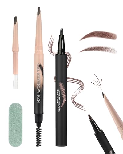 Eyebrow Pen Kit, Microblading Augenbrauenstift & Gel Eyebrow mit Ersatzmine, Langanhaltender Wasserfest, Quickly Sculpt and Fill in Eyebrows, Multipurpose Augenbrauen Farbe Makeup Set for Women-02 von Lestpola