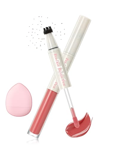 Blush Freckles Pen für Cheeks, 2 in 1 Hellbraun Sommersprossen Stempel Stift & Rot Soft Liquid Blush, Wasserfest Langanhaltender, Face Fake Freckles Rouge Stick for Natürliches Sunkissed Makeup-03# von Lestpola
