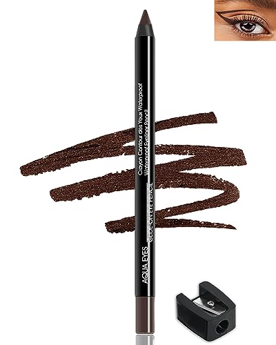 Braun Gel-Eyeliner, 1Pcs Brown Waterproof Matt Gel Eyeliner Pencil,Langanhaltendes Creme-Eyeliner Stift,Eye Liner Pencil with Sharpener,Smooth Cremiger Kajalstift wasserfest for Women Eye Make-up von Lestpola