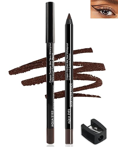 Braun Gel-Eyeliner-2Pcs Waterproof Matt Kajalstift, Langanhaltendes Creme-Eyeliner Stift, Hochpigmentiert Eye Liner Pencil with Sharpener, Smooth Cremiger Lidstrich Stift Augen Make-up für Frauen von Lestpola