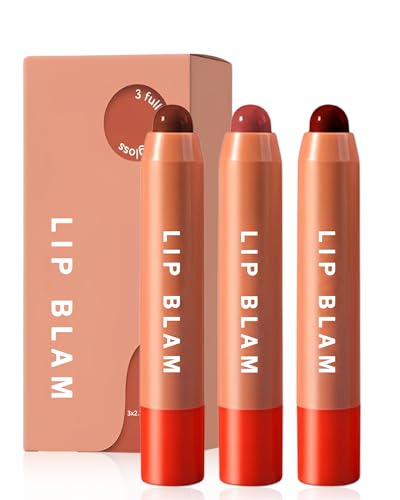 Colour Lip Balsam Lipglosse Chubby Stick-3Pcs Pflegender Lippenstift,Feuchtigkeitsspendender Getönter Lippenstift,Farbintensität Lip Gloss Lip Balm,Geschenk zum Christmas-Tag für Frauenn-Set A von Lestpola