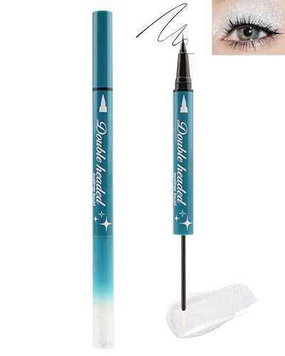 Glitzer Flüssiger Eyeliner Schwarz und Silbern, 2 in 1 Matt Glitter Liquid Eye Liner Pen Lidschatten Schminkstift, Langlebig Wasserfest Hochpigmentiert Metallic Eyeliner Augen Make-up für Christmas-01 Glitzer Flüssiger Eyeliner Schwarz und Silbern, 2 in 1 Matt Glitter Liquid Eye Liner Pen Lidschatten Schminkstift, Langlebig Wasserfest Hochpigmentiert Metallic Eyeliner Augen Make-up für Christmas-01 von Lestpola