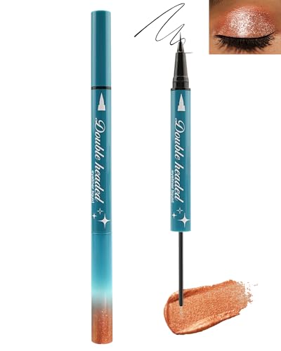 Glitzer Flüssiger Eyeliner Schwarz und Bronze, 2 in 1 Matt Glitter Liquid Eye Liner Pen Lidschatten Schminkstift, Langlebig Wasserfest Hochpigmentiert Metallic Eyeliner Augen Make-up für Christmas-06 Glitzer Flüssiger Eyeliner Schwarz und Bronze, 2 in 1 Matt Glitter Liquid Eye Liner Pen Lidschatten Schminkstift, Langlebig Wasserfest Hochpigmentiert Metallic Eyeliner Augen Make-up für Christmas-06 von Lestpola