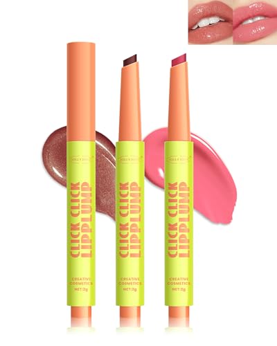 2Pcs Click Lip Plumper Lipstick, Long Lasting Feuchtigkeit, Glanz Lip Fat Oil für Trockene Schuppige Lippen, Feuchtigkeitsspendend und Pflegend Tinted Lip Balm, Vegan Makeup Geschenke für Frauen-5+7 von Lestpola