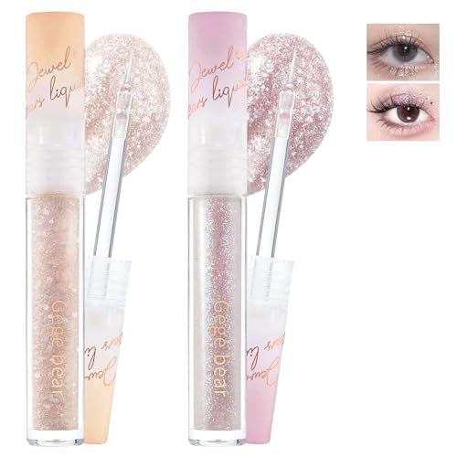 Flüssiges Glitzer Lidschatten-2 Farbiges Metallic Lidschatten Flüssig Glitter Eyeliner Set,Diamond Glitter Liquid Eyeshadow，Einfaches Koreanisches Glitzer-Augen-Makeup Kreiert,Gift Für Frauen-05+06 von Lestpola