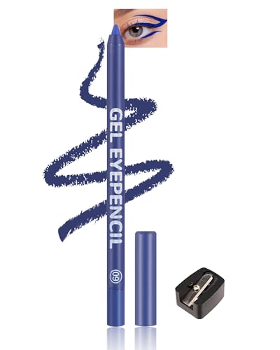 Gel Eyeliner Wasserfest Dunkelblau, Creme Matt Eyeliner Stift mit Anspitzer, Langahaltend Wischfest, Schnelltrocknende Geschmeidig, Hochpigmentierter Bunt Eye Liner Pen Make-up für Cosplay Party-09 von Lestpola