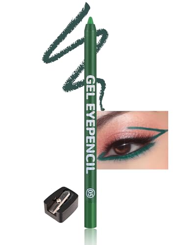 Gel Eyeliner Wasserfest Grün, Creme Matt Eyeliner Stift mit Anspitzer, Langahaltend Wischfest, Schnelltrocknende Geschmeidig, Hochpigmentierter Colored Eye Liner Pencil Make-up für Cosplay Party-05 Gel Eyeliner Wasserfest Grün, Creme Matt Eyeliner Stift mit Anspitzer, Langahaltend Wischfest, Schnelltrocknende Geschmeidig, Hochpigmentierter Colored Eye Liner Pencil Make-up für Cosplay Party-05 von Lestpola