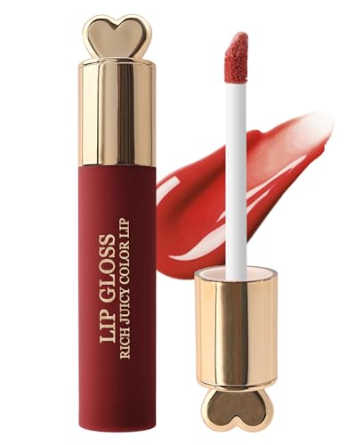 Glänzender Hydrating Lipgloss, Langanhaltender Feuchtigkeitsspend und Nährend Lippenstift, Wasserdichter Lip Tint Gloss, Nicht Klebend Flüssig Lippenstift für Mädchen zum Valentinstag-07 Rot von Lestpola