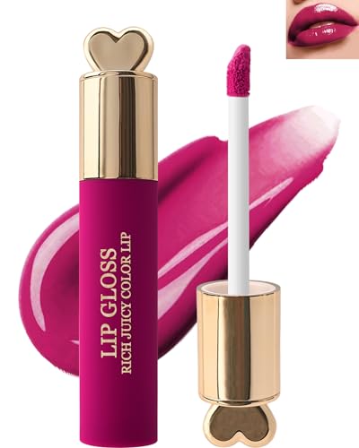 Glänzender Hydrating Lipgloss, Langanhaltender Feuchtigkeitsspend und Nährend Lippenstift, Wasserdichter Lip Tint Gloss, Nicht Klebend Flüssig Lippenstift für Mädchen zum Valentinstag-08 Plum von Lestpola