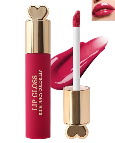 Glänzender Hydrating Lipgloss, Langanhaltender Feuchtigkeitsspend und Nährend Lippenstift, Wasserdichter Lip Tint Gloss, Nicht Klebend Flüssig Lippenstift für Mädchen zum Valentinstag-04 Pflaumenrot von Lestpola