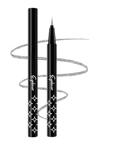 Glitzer-Eyeliner, flüssig, silberfarben, Glitter Pearlescent, langer Halt, wasserfest, schmutzabweisend, hohe Pigmente, Glitzer, Lidschatten, Make-up für Damen, für Partys, 01 Glitzer-Eyeliner, flüssig, silberfarben, Glitter Pearlescent, langer Halt, wasserfest, schmutzabweisend, hohe Pigmente, Glitzer, Lidschatten, Make-up für Damen, für Partys, 01 von Lestpola