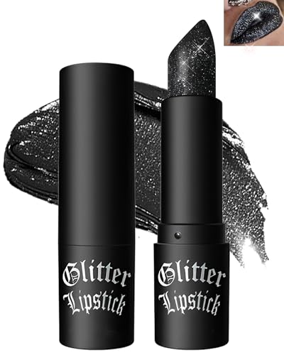 Glitzer-Lippenstift Schwarz, Diamond Metallic Funkelnder Matt Lippenstift, Wasserdichter Langanhaltender Glitter Lipgloss, Not-Stick Cup Shimmer Lipstick Lip Tint Gloss, Makeup für Karneval-06 Black Glitzer-Lippenstift Schwarz, Diamond Metallic Funkelnder Matt Lippenstift, Wasserdichter Langanhaltender Glitter Lipgloss, Not-Stick Cup Shimmer Lipstick Lip Tint Gloss, Makeup für Karneval-06 Black von Lestpola