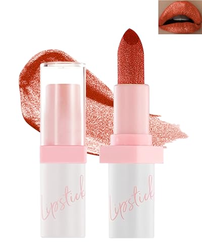 Metallic Glitzer Lippenstift, Shimmer Rot Lippenstift Wasserfest Langanhaltend, Diamond Glänzend Glossy Lipgloss, Creme Feuchtigkeitsspendend Texture, Glitter Lipstick Make-up Geschenke für Frauen-05 von Lestpola