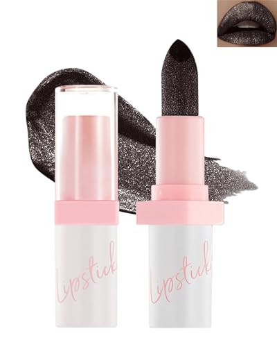 Metallic Glitzer Lippenstift, Shimmer Schwarzer Lippenstift Wasserfester Langanhaltend, Diamond Glänzend Glossy Lipgloss, Creme Feuchtigkeitsspendend, Glitter Lipstick Make-up Geschenke für Frauen-07 von Lestpola
