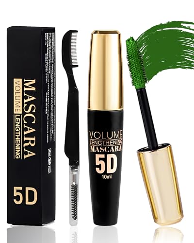 Green 5D Telescopic Mascara for Eyelashes, Waterproof Long Lasting Smudge-proof Colored Mascara, Silk Fiber Wimperntusche Volumen & Längen, Lash Extensions Effect, Augen-Make-up für Cosplay Party-06 Green 5D Telescopic Mascara for Eyelashes, Waterproof Long Lasting Smudge-proof Colored Mascara, Silk Fiber Wimperntusche Volumen & Längen, Lash Extensions Effect, Augen-Make-up für Cosplay Party-06 von Lestpola