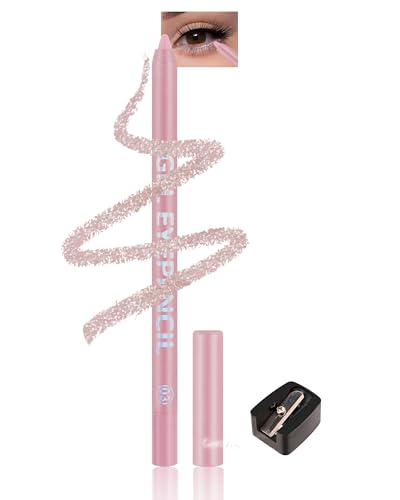 Hellrosa Glitter Eyeliner Wasserfest, Metallic Shimmer Gel Eyeliner mit Anspitzer, Langahaltend Glitzer Lidschatten Stift, Seidig und Glatte Textur, Hochpigmentierter Eye Brightener Pen für Frauen-03 Hellrosa Glitter Eyeliner Wasserfest, Metallic Shimmer Gel Eyeliner mit Anspitzer, Langahaltend Glitzer Lidschatten Stift, Seidig und Glatte Textur, Hochpigmentierter Eye Brightener Pen für Frauen-03 von Lestpola