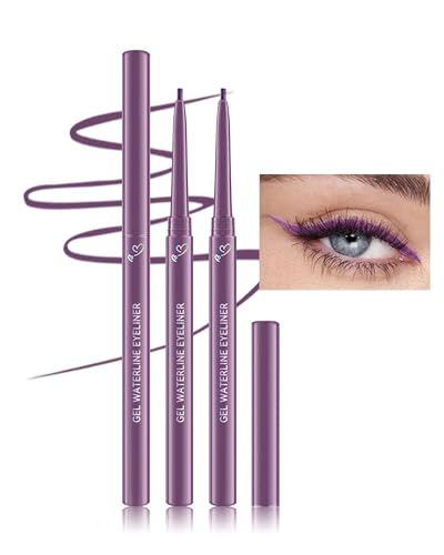 Lila Eyeliner Wasserfest-2Pcs Soft und Smooth Glide Gel Eyeliner, Mette Creme Gel Textur, Langanhaltend Wischfest Kajalstift, Hochpigmentierter Seidiger Eyeliner Stift Makeup, Geschenke für Frauen-05 von Lestpola