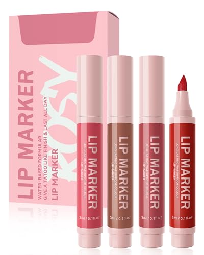 Lip Stain Marker Pen Set-4Pcs Hydrating Matt Lippen Liner Pen,Long Lasting Waterproof Colour Lip Tint Marker,Lippenstift No-Transfer,Natürlicher Tattoo-Effekt Und Extrem Langer Halt, Lipgloss Make up Lip Stain Marker Pen Set-4Pcs Hydrating Matt Lippen Liner Pen,Long Lasting Waterproof Colour Lip Tint Marker,Lippenstift No-Transfer,Natürlicher Tattoo-Effekt Und Extrem Langer Halt, Lipgloss Make up von Lestpola