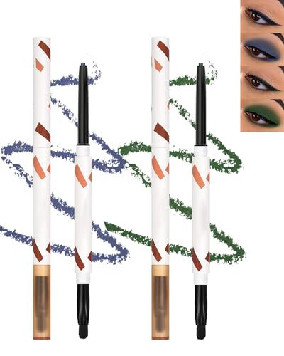 Gel Eyeliner Wasserfest-2Pcs Blau Grün Creme Smooth Kajalstift mit Pinsel, Langanhaltend Schweißfest und Wischfest, Hochpigmentiert Colored Eyeliner Eyeshadow Cosplay Party Makeup für Frauen-01+06 von Lestpola
