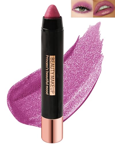 Rose Metallic Glitzer Lippenstift,Diamond Shimmer Lippenstift & Lidschatten, Wasserdich Langanhaltender Lipgloss, Glitter Lipstick Lipgloss Lippen Make-up, Geschenk für Frauen-08 von Lestpola