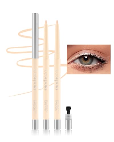 Nude Eyeliner Wasserfest, Soft & Smooth Glide Gel Eyeliner, Matt Creme Texture, Langanhaltend Wischfest Kajalstift, Hochpigmentierter Seidiger Hypoallergen Eyelinerstift Makeup mit Anspitzer (2Pcs) von Lestpola