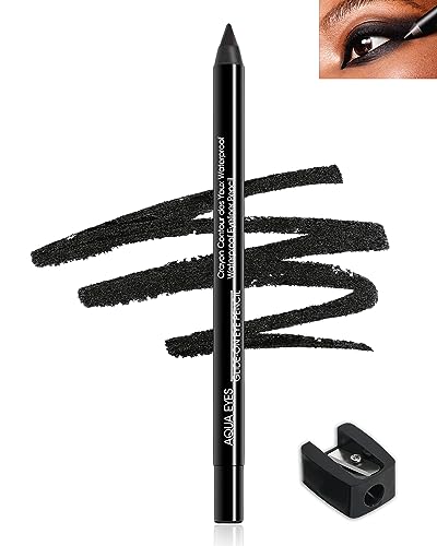 Schwarzer Gel-Eyeliner, 1Pcs Black Waterproof Matt Gel Eyeliner Pencil,Langanhaltendes Creme-Eyeliner Stift,Eye Liner Pencil with Sharpener,Smooth Cremiger Kajalstift wasserfest for Women Eye Make-up von Lestpola